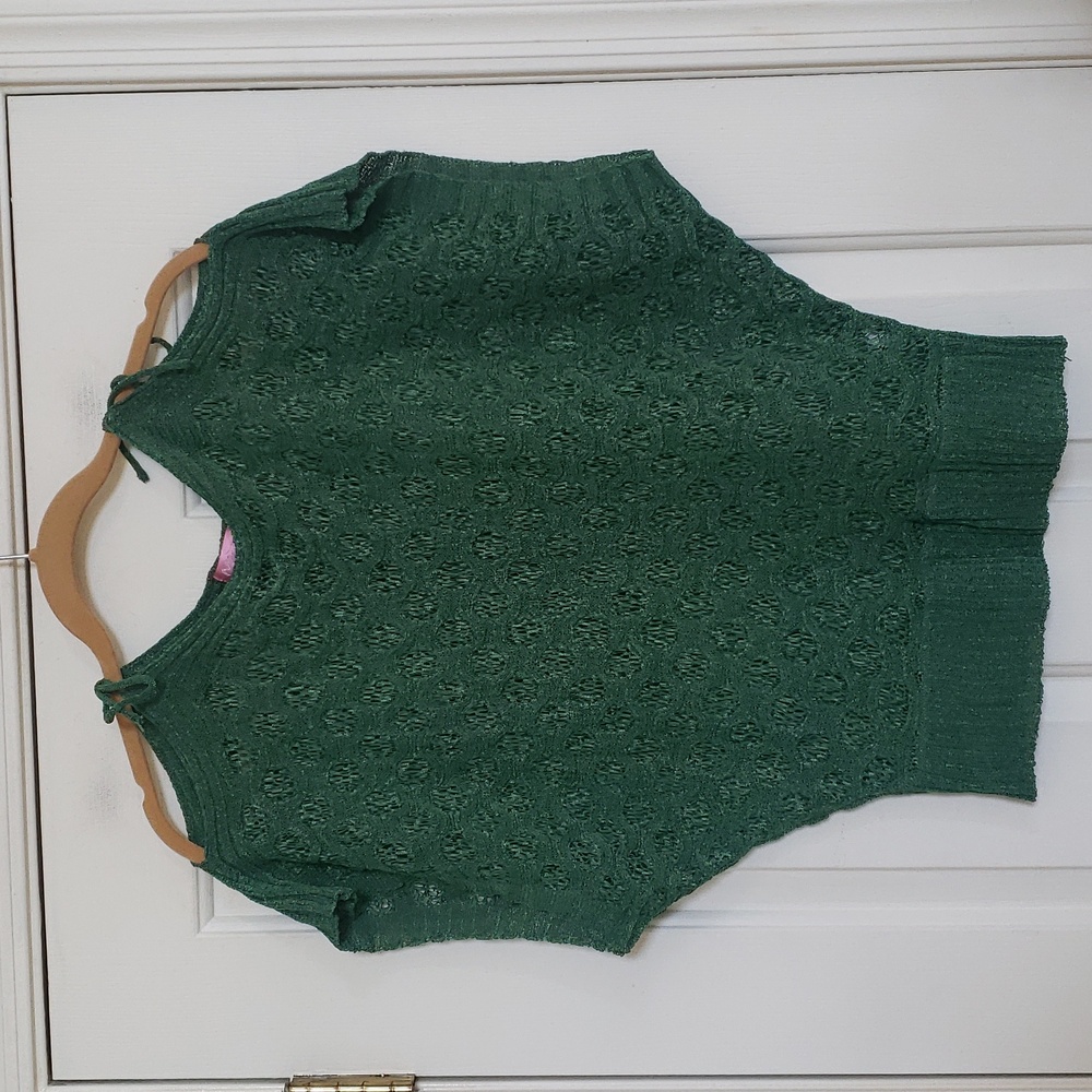 Vintage 90s Y2K Crochet Knit Sweater | Peekaboo Cold Shoulder Boatneck | MEDIUM - Picture 11 of 11